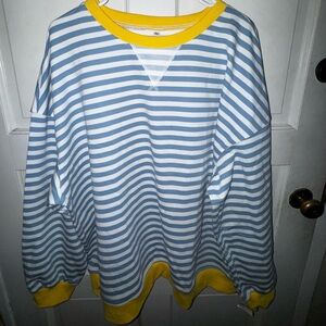 Striped Blue and Yellow Women's Sweatshirt